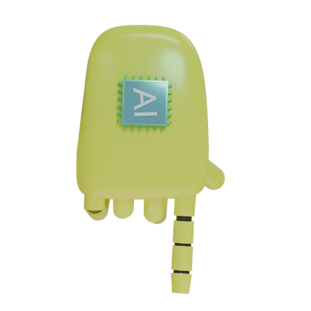 Robot Hand PointDown Yellow  3D Icon