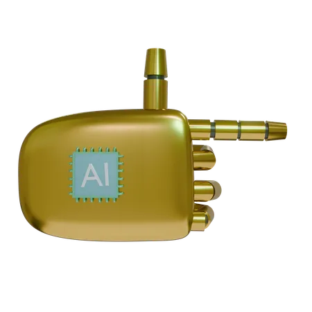 Robot Hand PointingRight Gold  3D Icon