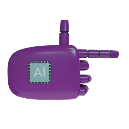 Robot Hand PointingRight Purple  3D Icon