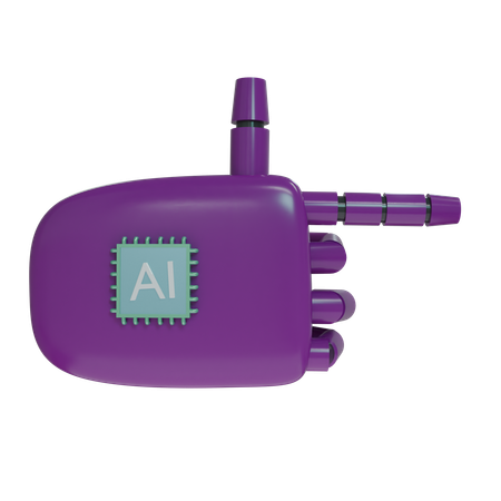 Robot Hand PointingRight Purple  3D Icon