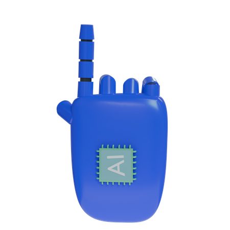 Robot Hand PointUp Blue  3D Icon