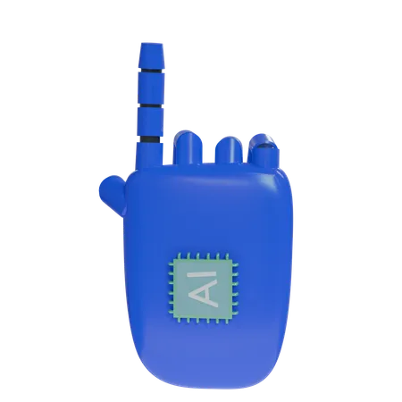 Robot Hand PointUp Blue  3D Icon