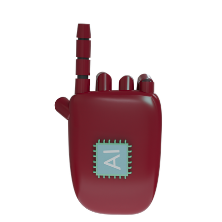 Robot Hand PointUp Burgundy  3D Icon