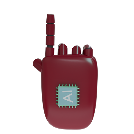 Robot Hand PointUp Burgundy  3D Icon