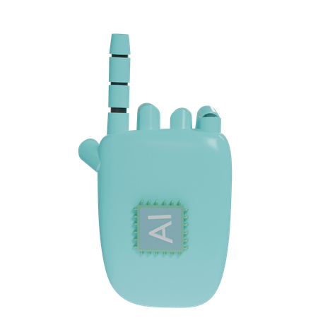 Robot Hand PointUp Cyan  3D Icon