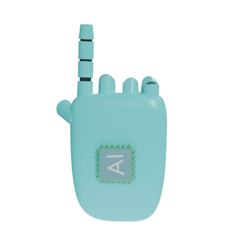 Robot Hand PointUp Cyan  3D Icon