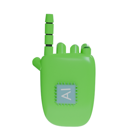 Robot Hand PointUp Green  3D Icon