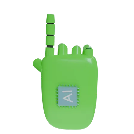 Robot Hand PointUp Green  3D Icon