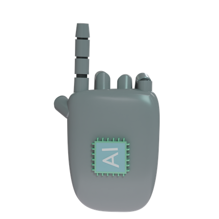 Robot Hand PointUp Grey  3D Icon