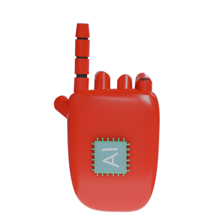 Robot Hand PointUp Red  3D Icon