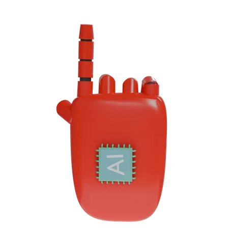 Robot Hand PointUp Red  3D Icon