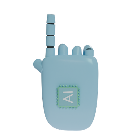 Robot Hand PointUp SkyBlue  3D Icon