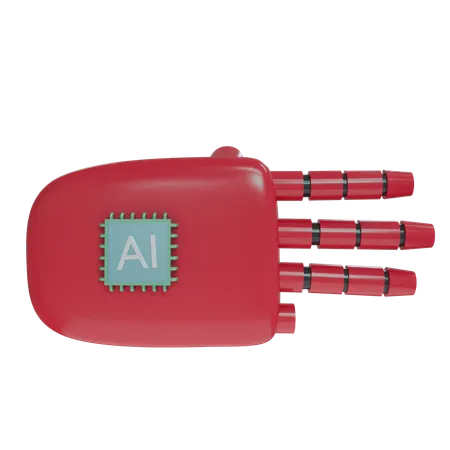 Robot Hand ThreeFingers Crimson  3D Icon