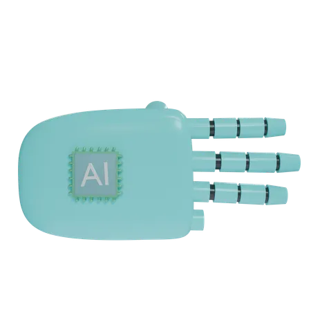 Robot Hand ThreeFingers Cyan  3D Icon