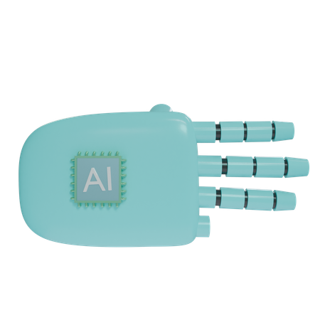 Robot Hand ThreeFingers Cyan  3D Icon