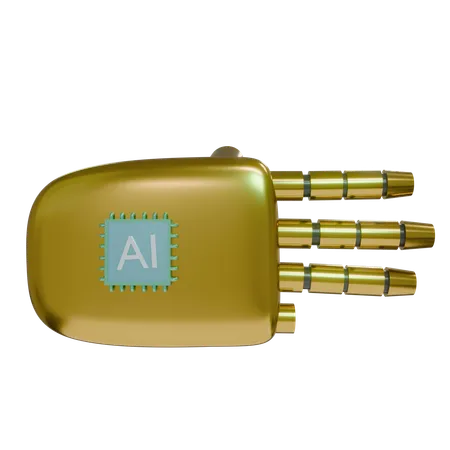 Robot Hand ThreeFingers Gold  3D Icon