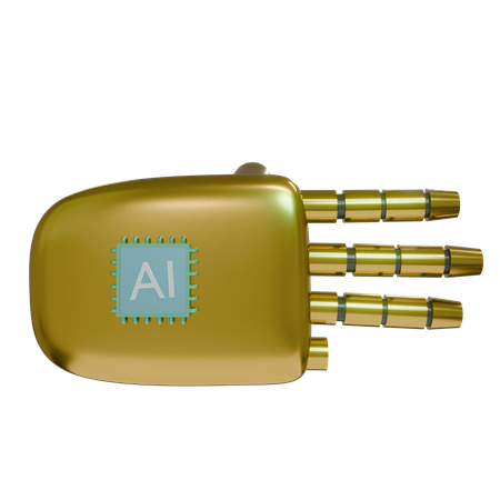 Robot Hand ThreeFingers Gold  3D Icon