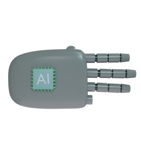 Robot Hand ThreeFingers Grey  3D Icon