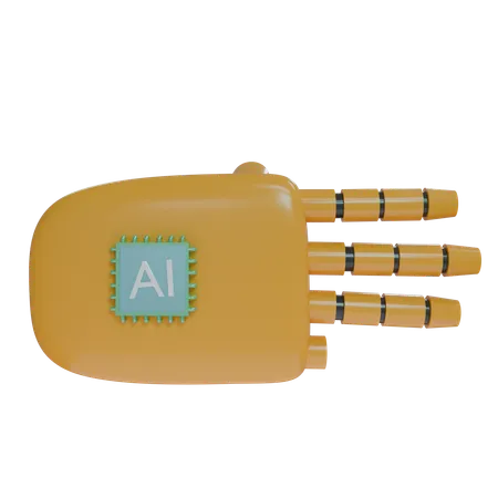 Robot Hand ThreeFingers Orange  3D Icon