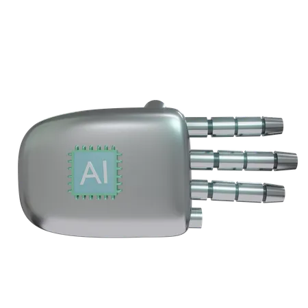 Robot Hand ThreeFingers Silver  3D Icon