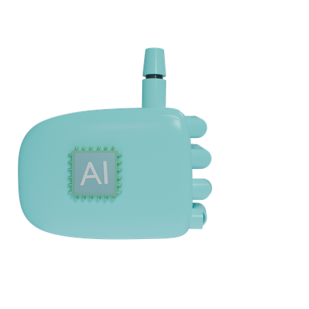 Robot Hand ThumbsUp Cyan  3D Icon