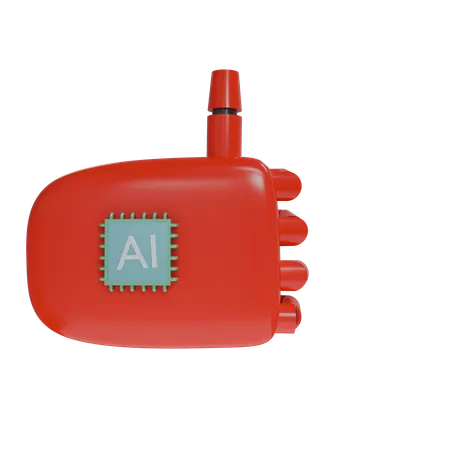 Robot Hand ThumbsUp Red  3D Icon