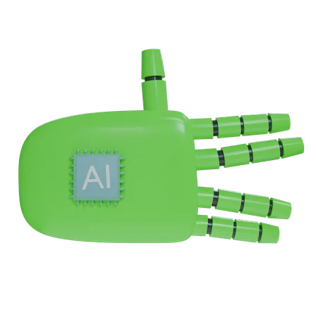 Robot Hand WeirdSign Green  3D Icon