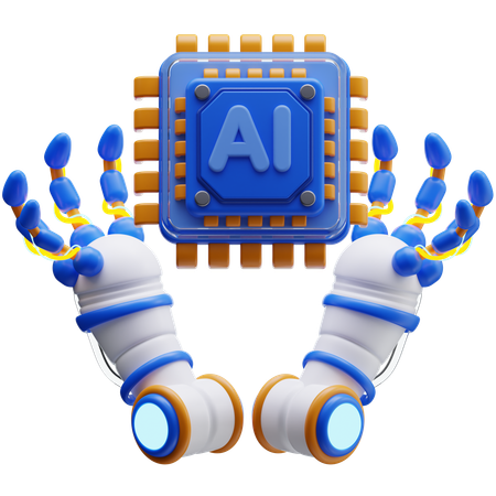 Robot Hand with Ai Chip  3D Icon