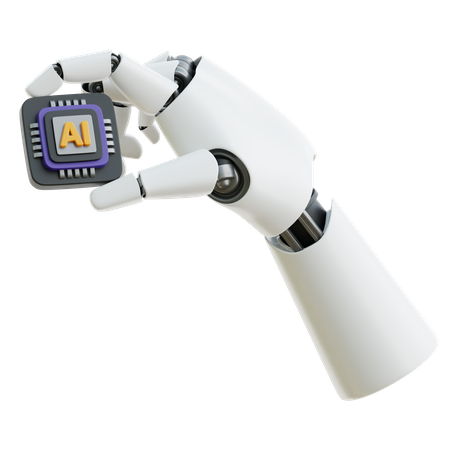 Robot Hand with AI Chip  3D Icon