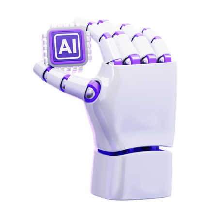Robot Hand With Artificial Intelligence Chip  3D Icon