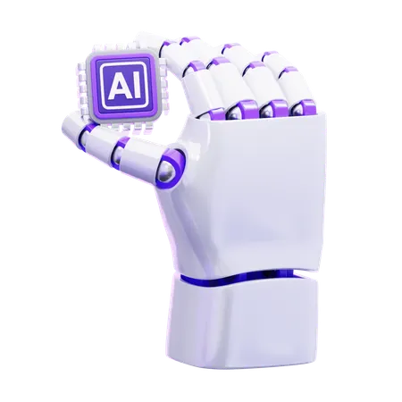 Robot Hand With Artificial Intelligence Chip  3D Icon