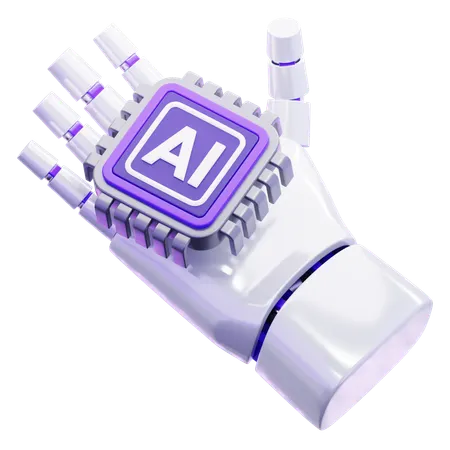 Robot Hand With Artificial Intelligence Chip  3D Icon
