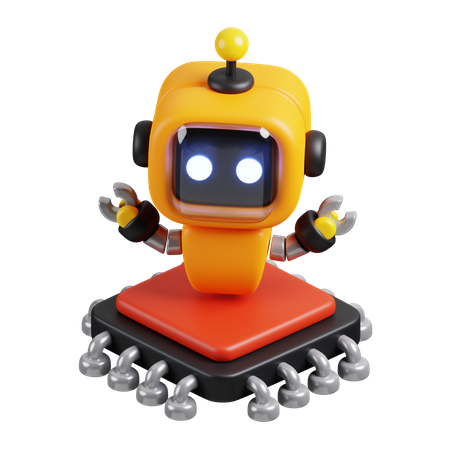 Roboter-KI-Chip  3D Icon