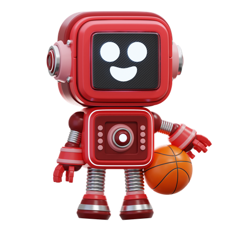 Robot Holding A Basketball  3D Illustration