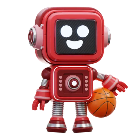 Robot Holding A Basketball  3D Illustration