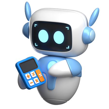 Robot Holding A Calculator  3D Icon