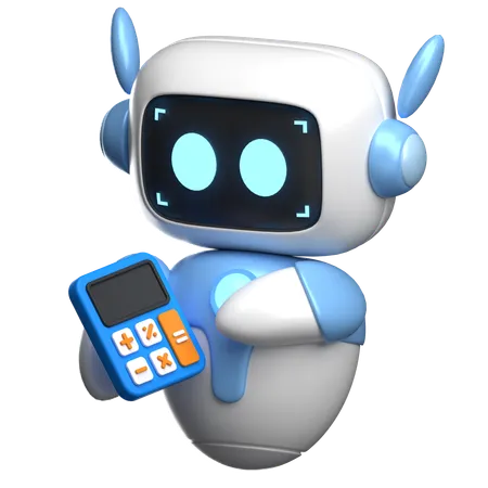 Robot Holding A Calculator  3D Illustration