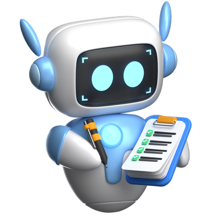 Robot Holding A Checklist  3D Illustration