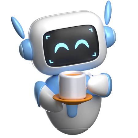 Robot Holding A Cup  3D Illustration