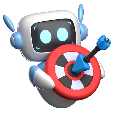 Robot Holding A Dartboard  3D Illustration