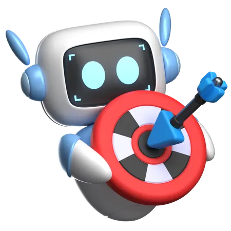 Robot Holding A Dartboard  3D Illustration