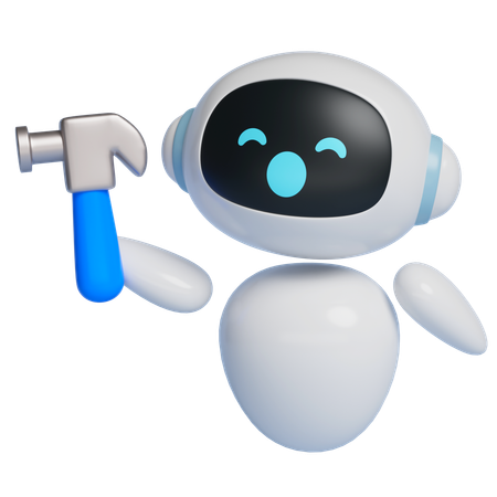 Robot Holding A Hammer  3D Icon