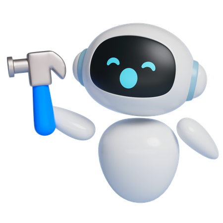 Robot Holding A Hammer  3D Icon