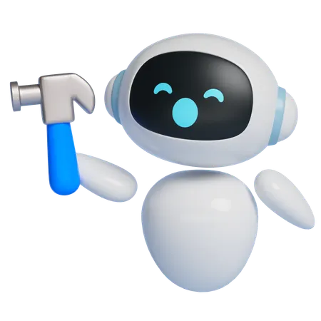 Robot Holding A Hammer  3D Icon