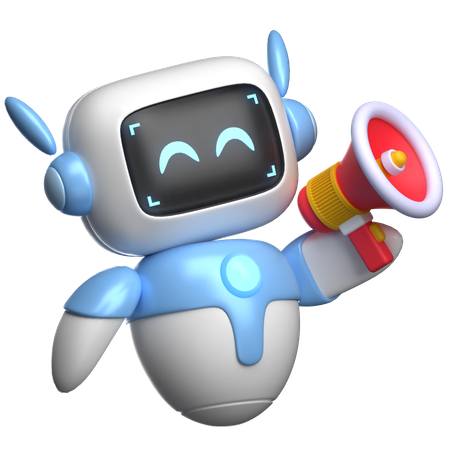 Robot Holding A Megaphone  3D Illustration