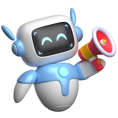 Robot Holding A Megaphone  3D Illustration