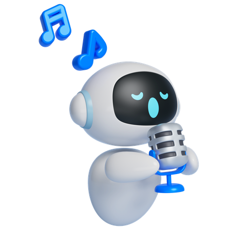 마이크를 들고 노래하는 로봇  3D Icon