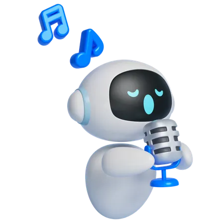 마이크를 들고 노래하는 로봇  3D Icon