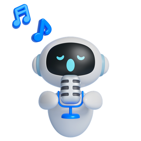 마이크를 들고 노래하는 로봇  3D Icon