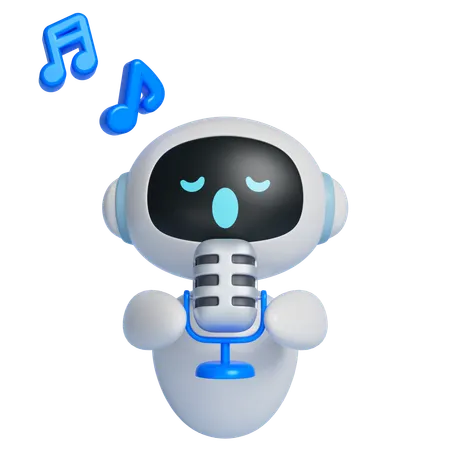 마이크를 들고 노래하는 로봇  3D Icon